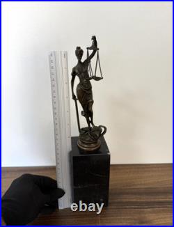 LADY JUSTICE Bronze Statue Woman Lawyer Art Law Nude Sculpture Gift Marble Sign