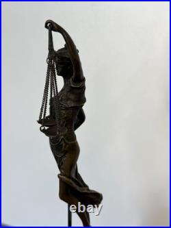 LADY JUSTICE Bronze Statue Woman Lawyer Art Law Nude Sculpture Gift Marble Sign