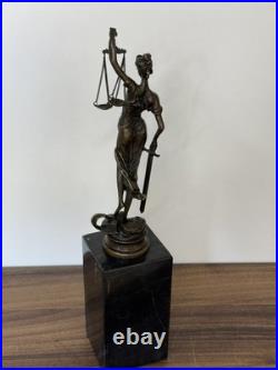 LADY JUSTICE Bronze Statue Woman Lawyer Art Law Nude Sculpture Gift Marble Sign