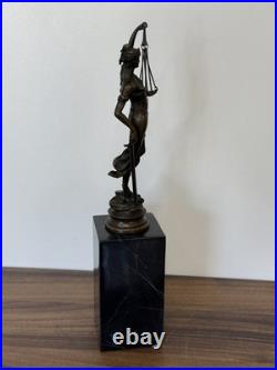 LADY JUSTICE Bronze Statue Woman Lawyer Art Law Nude Sculpture Gift Marble Sign