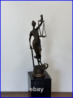 LADY JUSTICE Bronze Statue Woman Lawyer Art Law Nude Sculpture Gift Marble Sign