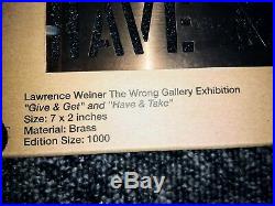 Lawrence Weiner'wrong Gallery' Ny Rare 2-piece Brass Stencils, Issued 2005