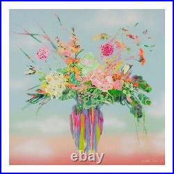 Limited Edition Abstract Painting Flowers Colourful Bouquet Signed Fine Art