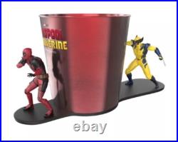 Limited Edition Deadpool & Wolverine Movie Popcorn Bucket Tin & figures 1 Piece