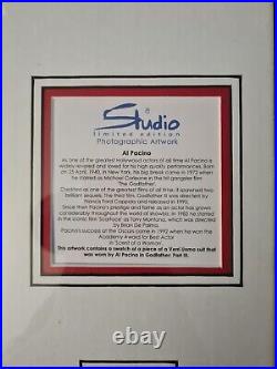 Limited Edition Signed Al Pacino picture Withswatch of a piece of suit Godfather 3