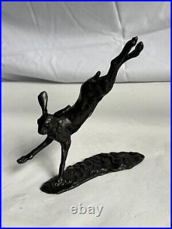 Limited Edition Solid Bronze Leaping Hare 61 Of 250 Signed Piece