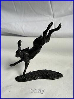 Limited Edition Solid Bronze Leaping Hare 61 Of 250 Signed Piece