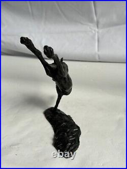 Limited Edition Solid Bronze Leaping Hare 61 Of 250 Signed Piece