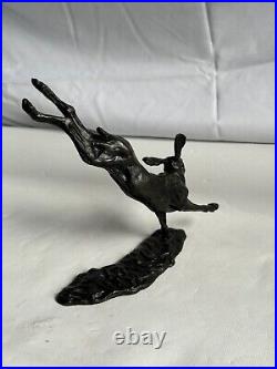 Limited Edition Solid Bronze Leaping Hare 61 Of 250 Signed Piece