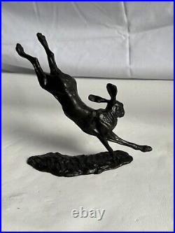 Limited Edition Solid Bronze Leaping Hare 61 Of 250 Signed Piece