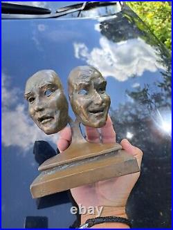 Limited Edition sculpture Ron Moll Thespian Tragedy & Comedy Masks on stand