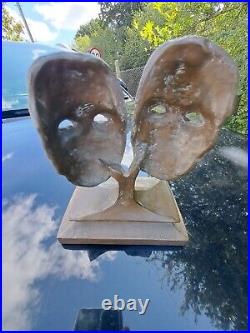 Limited Edition sculpture Ron Moll Thespian Tragedy & Comedy Masks on stand