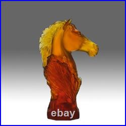 Limited edition Amber Glass Sculpture based on a Knight Chess Piece by Daum