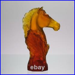 Limited edition Amber Glass Sculpture based on a Knight Chess Piece by Daum