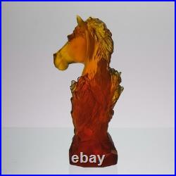 Limited edition Amber Glass Sculpture based on a Knight Chess Piece by Daum