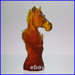 Limited edition Amber Glass Sculpture based on a Knight Chess Piece by Daum