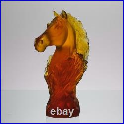 Limited edition Amber Glass Sculpture based on a Knight Chess Piece by Daum