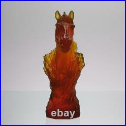 Limited edition Amber Glass Sculpture based on a Knight Chess Piece by Daum