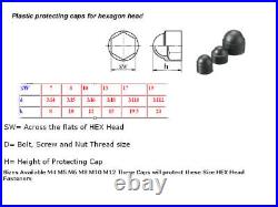 M4 M5 M6 M8 M10 M12 Black Plastic Dome Bolt Nut Protection Caps Cover Hexagon 01