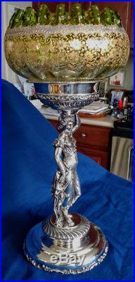 MOSER Bridal Bowl withOrig French Silver Stand, 1880's Museum Piece