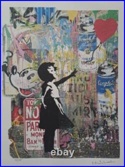 Mr. Brainwash Signed Girl with a Red Heart Balloon Collectable Lithograph