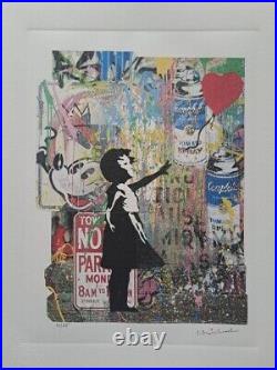 Mr. Brainwash Signed Girl with a Red Heart Balloon Collectable Lithograph