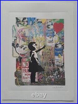 Mr. Brainwash Signed Girl with a Red Heart Balloon Collectable Lithograph