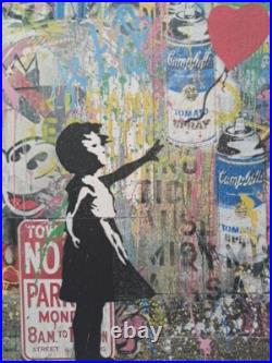 Mr. Brainwash Signed Girl with a Red Heart Balloon Collectable Lithograph