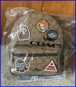 NEW Coach Star Wars Medium Patch Brown Signature Backpack Bag Purse Vader $428