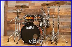 Natal Originals Maple Ltd Edition 4 Piece Drum Kit, Piano Black / Orange Sparkle