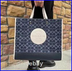 Nwt Coach Dempsey Tote 40 In Signature Jacquard With Patch