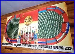 ORIGINAL TRIPTYCH sport POSTER/banner/SOVIET olympic/ INDUSTRIAL VINTAGE/8640in
