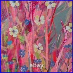 Original Art Painting Limited Edition Print Wildflowers Abstract Flowers Pink