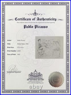 Pablo Picasso, Original Hand-signed Lithograph with COA & Appraisal of $3,500