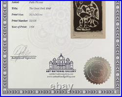 Pablo Picasso, Original Hand-signed Lithograph with COA & Appraisal of $3,500