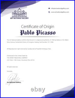 Pablo Picasso, Original Hand-signed Lithograph with COA & Appraisal of $3,500