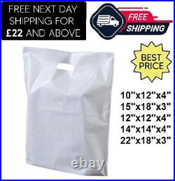 Patch Handle Carrier Bags White Plastic Die Cut Handle Reusable Shopping Bag