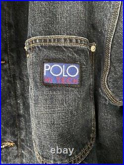 Polo Ralph Lauren Hi Tech Patch VTG Retro Plaids Fleece Hooded Trucker Jacket XL