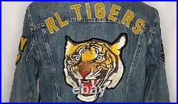 Polo Ralph Lauren Mens Varsity Tigers Football Letterman Patch Denim Jacket 2XL