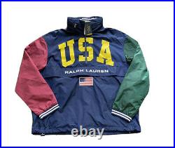 Polo Ralph Lauren USA Big Pony Spell Out Colorblock Anorak Jacket NWT Mens L