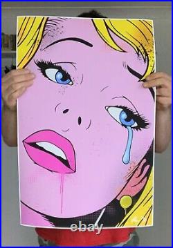 Pop Street Art Face Pink print by Chris Boyle Crying women 13/25