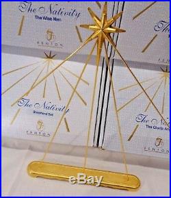 RARE Fenton Gold Trim Nativity Satin Glass 12 piece set with Star