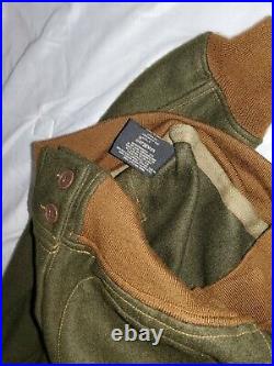 RRL Ralph Lauren Indian Varsity Letterman Green Wool Bomber Flight Jacket Coat M