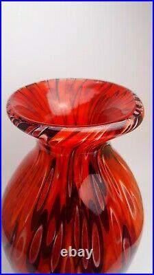 Rare 4kg Toso & Barovier Murano 1970s Signed Red Millefiori Vase Art Glass Piece
