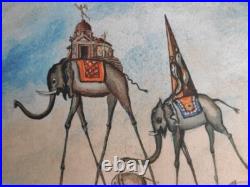 Salvador Dali Hand Signed Lithograph Elephants Giraffe