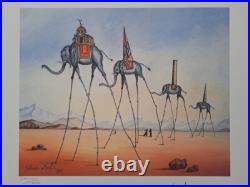 Salvador Dali Signed Lithograph Elephants Giraffe