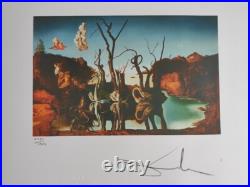 Salvador Dali Signed Lithograph Swans Reflecting Elephants, 1937