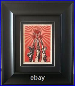 Shepard Fairey Obey Giant Guns and Roses Custom Framed Lithograph Art Card