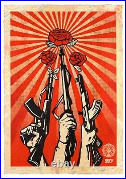 Shepard Fairey Obey Giant Guns and Roses Custom Framed Lithograph Art Card