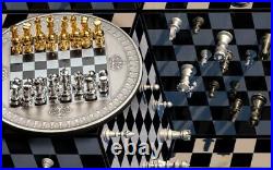 Silver Chess Set Circular Base And 32 Pieces Beautiful Art. Limited Edition 500